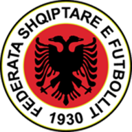 Albanian Football Federation logo with a black double-headed eagle on a red shield and circular text read ‘Federata Shqiptare e Futbollit 1930’