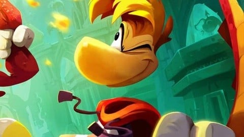 Colorful cartoon game scene with a smiling yellow-orange bird in a bright jungle setting.