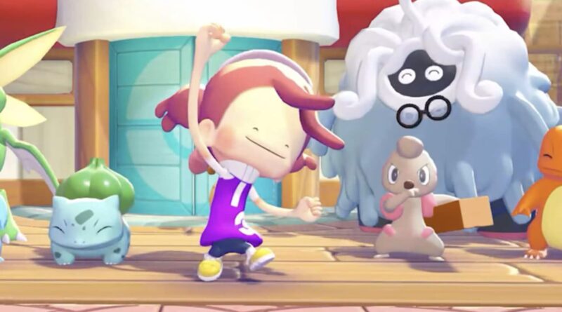 Cartoon girl dancing with a group of cute animal characters in a bright playroom.