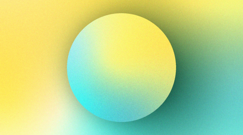 Abstract gradient circle in yellow to cyan tones on a soft, warm-colored background conveying a calm, modern vibe