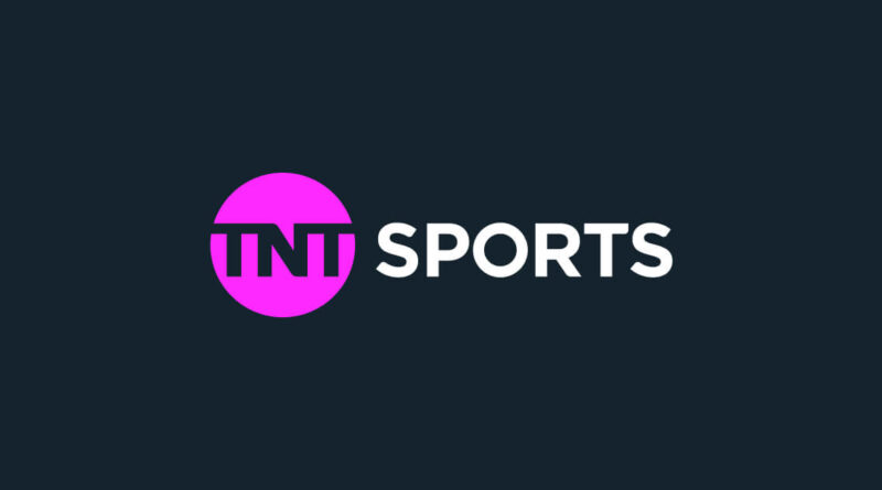TNT Sports logo with a pink circle icon and the word SPORTS on a dark background, brand mark only