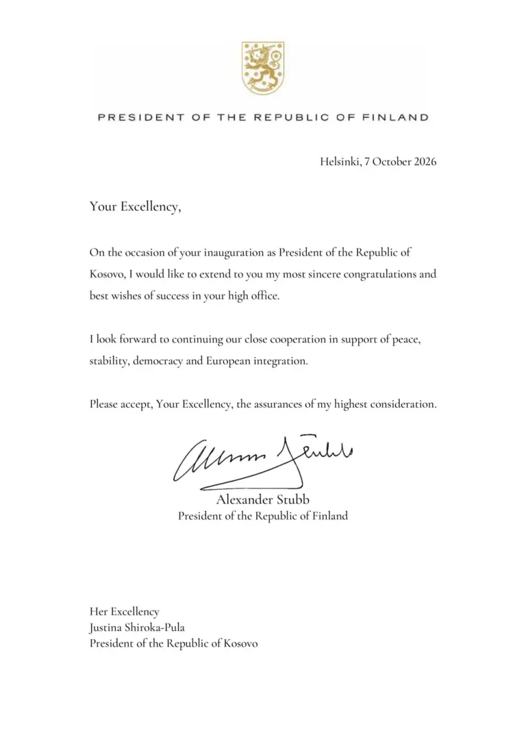 Presidentja Shiroka-Pula merr urime nga presidentët e Finlandës, Sllovenisë, Shqipërisë dhe Maqedonisë së Veriut